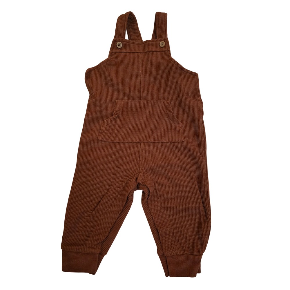 Carters Baby Waffle Knit Overalls Rust Brown Thermal Bib Jumpsuit 9M